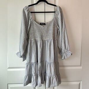 Blue B Collection Blue Gingham Smocked Dress (Size XL)